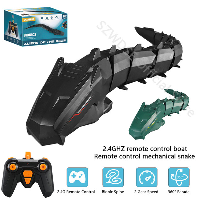 2.4Ghz RC Boat Controle Remoto Mecânico Python Modelo Impermeável Água Jogos  Brinquedo Elétrica Simulação Snake